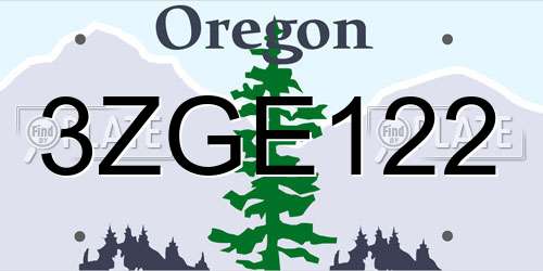 3ZGE122 Oregon License Plate