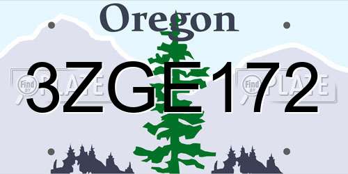 3ZGE172 Oregon License Plate