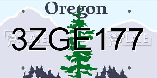 3ZGE177 Oregon License Plate