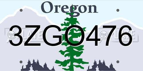 3ZGO476 Oregon License Plate
