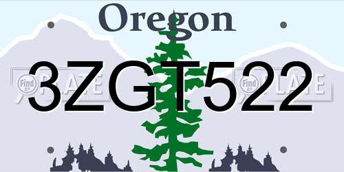 3ZGT522 Oregon License Plate