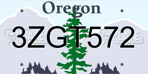 3ZGT572 Oregon License Plate