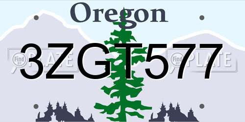 3ZGT577 Oregon License Plate