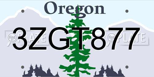 3ZGT877 Oregon License Plate