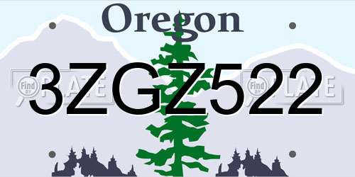 3ZGZ522 Oregon License Plate