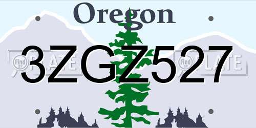 3ZGZ527 Oregon License Plate