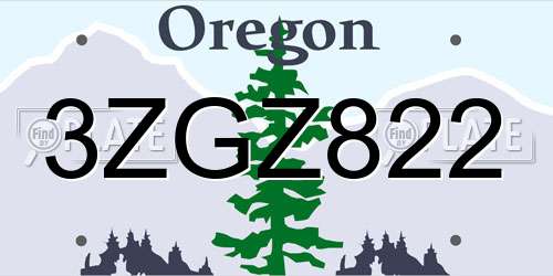 3ZGZ822 Oregon License Plate