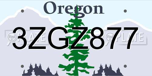 3ZGZ877 Oregon License Plate