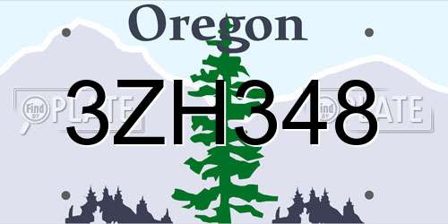 3ZH348 Oregon License Plate