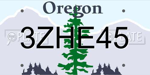 3ZHE45 Oregon License Plate