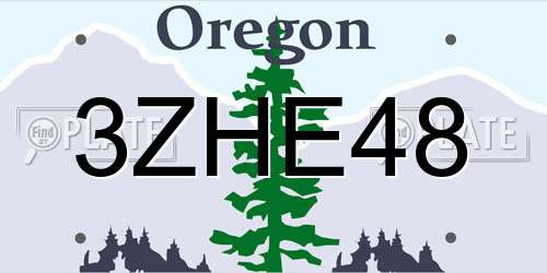 3ZHE48 Oregon License Plate