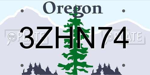 3ZHN74 Oregon License Plate