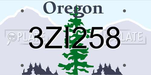 3ZI258 Oregon License Plate