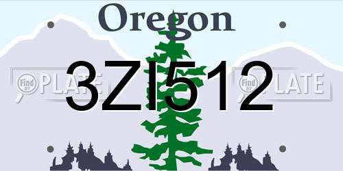 3ZI512 Oregon License Plate