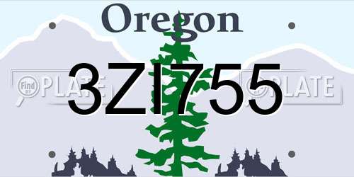 3ZI755 Oregon License Plate