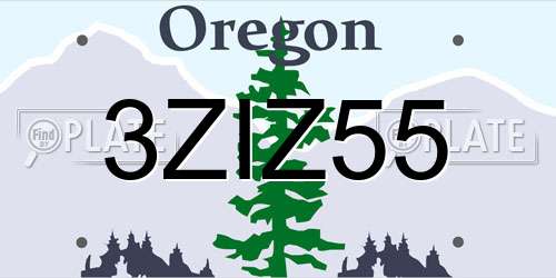 3ZIZ55 Oregon License Plate