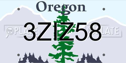 3ZIZ58 Oregon License Plate