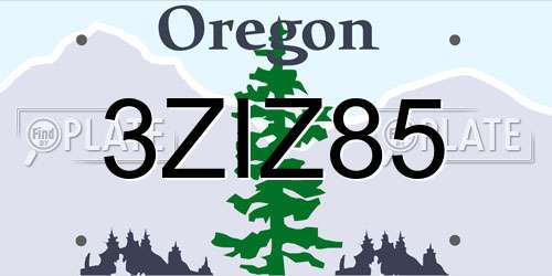 3ZIZ85 Oregon License Plate