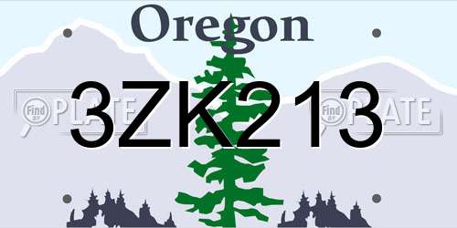 3ZK213 Oregon License Plate