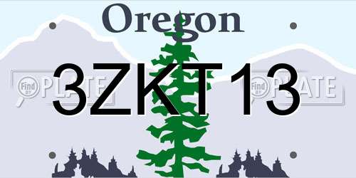 3ZKT13 Oregon License Plate
