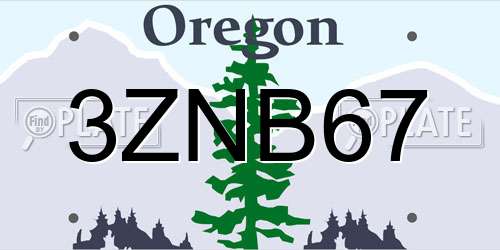 3ZNB67 Oregon License Plate