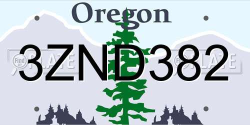 3ZND382 Oregon License Plate
