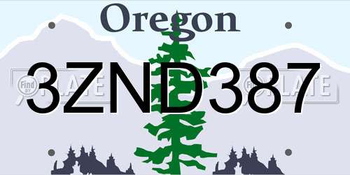 3ZND387 Oregon License Plate