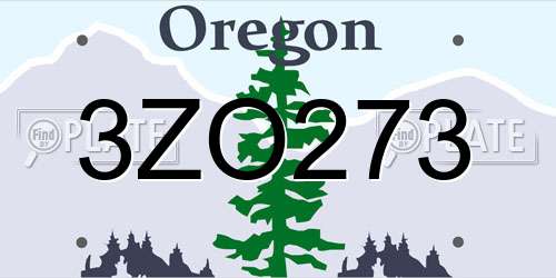 3ZO273 Oregon License Plate