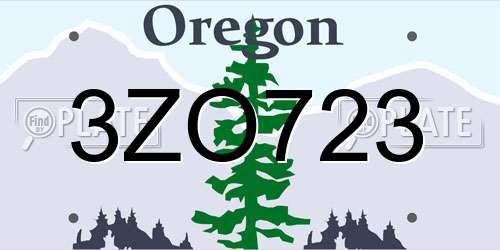 3ZO723 Oregon License Plate
