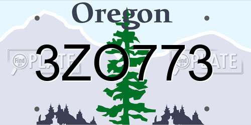 3ZO773 Oregon License Plate