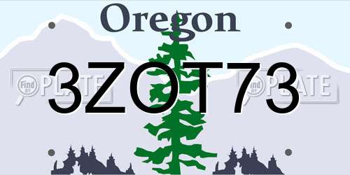 3ZOT73 Oregon License Plate