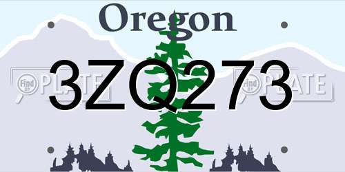 3ZQ273 Oregon License Plate