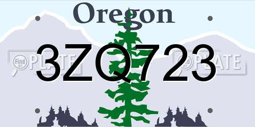 3ZQ723 Oregon License Plate