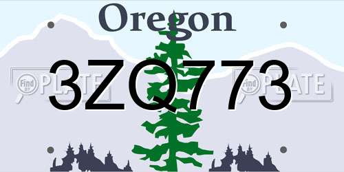 3ZQ773 Oregon License Plate