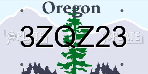 3ZQZ23 Oregon License Plate
