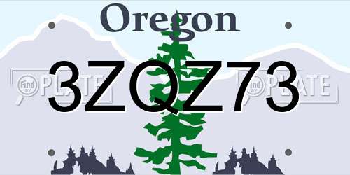 3ZQZ73 Oregon License Plate
