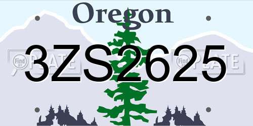 3ZS2625 Oregon License Plate