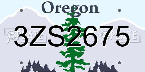 3ZS2675 Oregon License Plate
