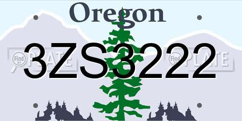 3ZS3222 Oregon License Plate