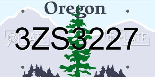 3ZS3227 Oregon License Plate