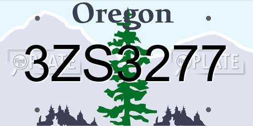 3ZS3277 Oregon License Plate