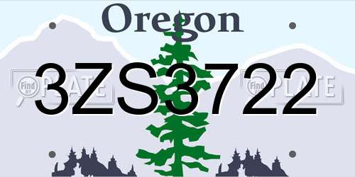 3ZS3722 Oregon License Plate