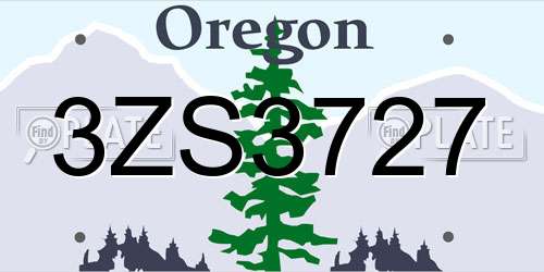 3ZS3727 Oregon License Plate