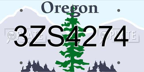 3ZS4274 Oregon License Plate
