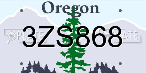 3ZS868 Oregon License Plate