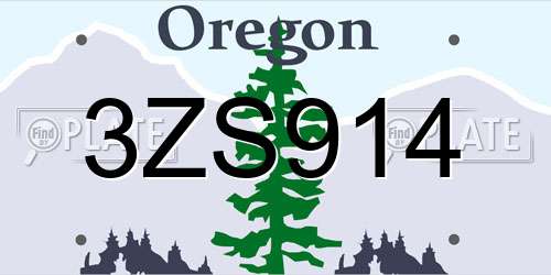 3ZS914 Oregon License Plate