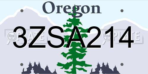 3ZSA214 Oregon License Plate
