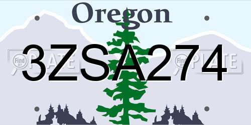 3ZSA274 Oregon License Plate