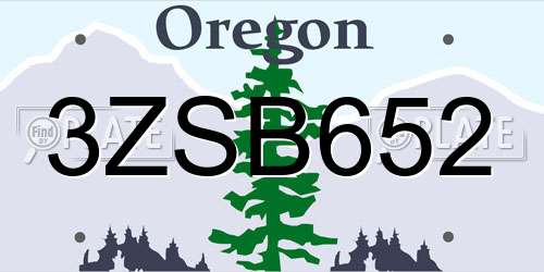 3ZSB652 Oregon License Plate