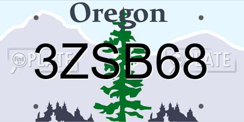 3ZSB68 Oregon License Plate